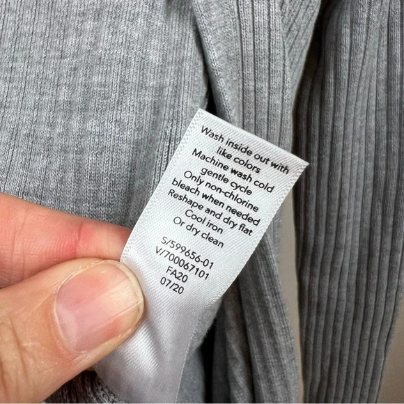 Athleta Solstice Wrap Cardigan Sweater Small Gray Merino Wool Ribbed Draped - Picture 10 of 10